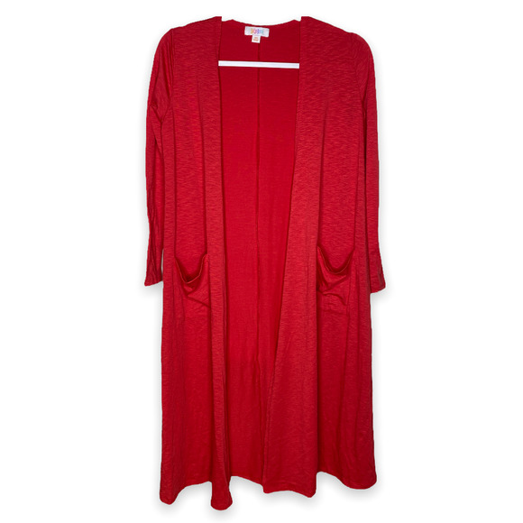 LuLaRoe Red Long Sleeve Sarah Duster Cardigan Sweater XS - Picture 2 of 6